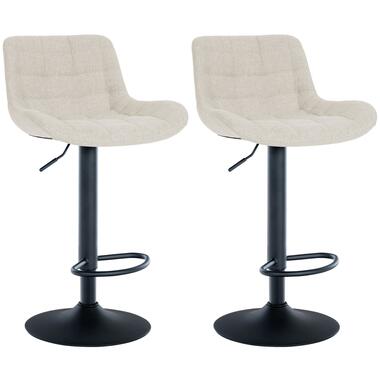 CLP Lot de 2 Tabouret de bar Tover Noir Cadre - Tissu - Crème product