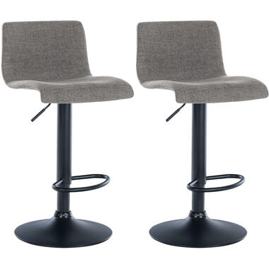 CLP Lot de 2 Tabouret de bar Branford Noir Cadre - Tissu - Gris clair product