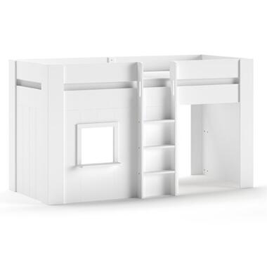 Dormeur semi-haut Reno avec maison de jeu - 206x104x120 cm - Blanc product