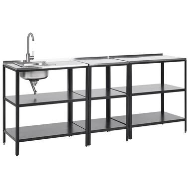 VILAMA - Tuin kookeiland - Zwart - 3-delig - RVS product