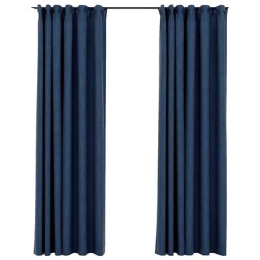 vidaXL Rideaux occultants aspect lin avec crochets 2pcs Bleu 140x245cm product