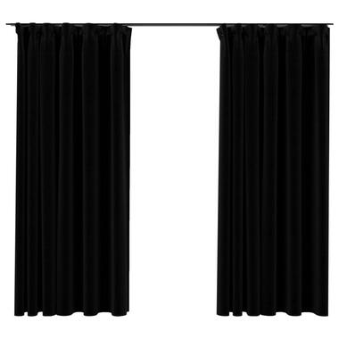 vidaXL Rideaux occultants aspect lin avec crochets 2pcs Noir 140x175cm product