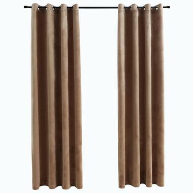 vidaXL Rideaux occultants avec anneaux 2 pcs Velours Beige 140x175 cm product