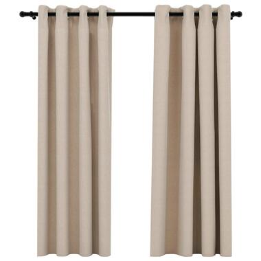 vidaXL - Gordijn - Beige - Stof - 140 x 175 cm - 2 stuks product