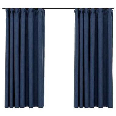 vidaXL Rideaux occultants aspect lin avec crochets 2pcs Bleu 140x175cm product