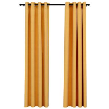 vidaXL Rideaux occultants Aspect lin à œillets 2 pcs Jaune 140x225 cm product