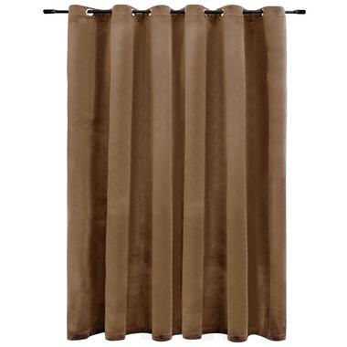 vidaXL Gordijn verduisterend met ringen 290x245 cm fluweel beige product