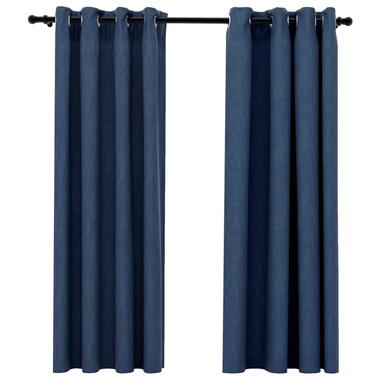 vidaXL Rideaux occultants Aspect lin avec œillets 2 pcs Bleu 140x175cm product