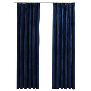 vidaXL - Gordijn - Blauw - Fluweel - 140 x 245 cm - 2 stuks product