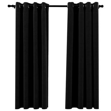 vidaXL Rideaux occultants Aspect lin avec œillets 2 pcs Noir 140x175cm product