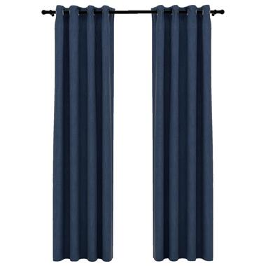 vidaXL Rideaux occultants Aspect lin avec œillets 2 pcs Bleu 140x225cm product