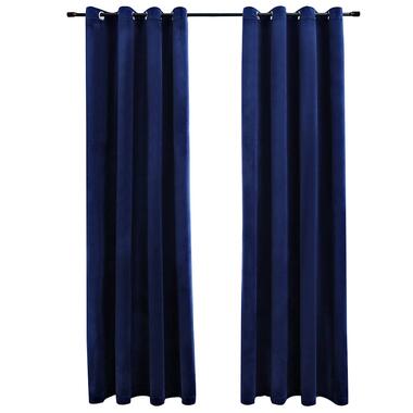 vidaXL Gordijn verduisterend met ringen 2 st 140x225 cm fluweel blauw product