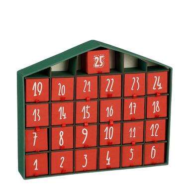 House of Seasons Adventskalender - L5 x B33 x H28 cm - Rood, Groen product