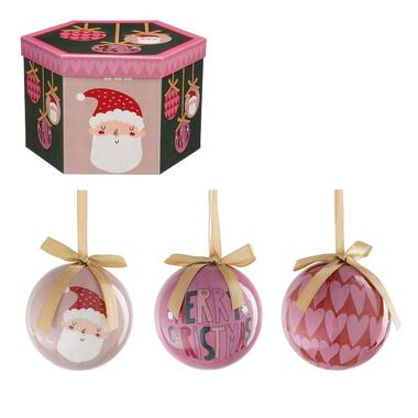 House of Seasons Kerstballen Set - 14 Stuks - Roze, Donkergroen product