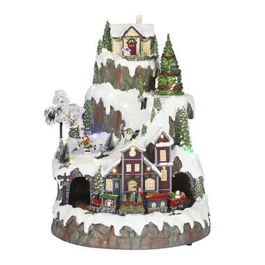 LuVille Kerstdorp Miniatuur Bergdorpje met Trein - H43 x Ø31 cm product