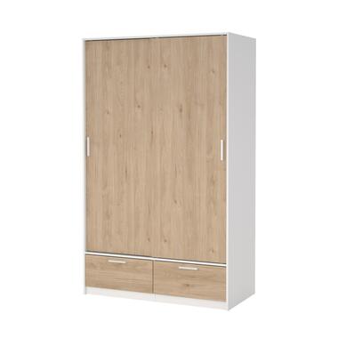 Hioshop Line armoire de rangement 2 portes 2 tiroirs noyer décor blanc product