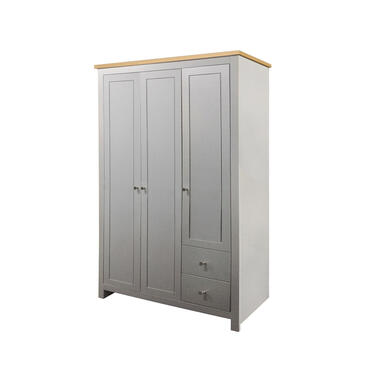 Emerald - Armoire avec 3 portes et 2 tiroirs en gris aspect chêne product