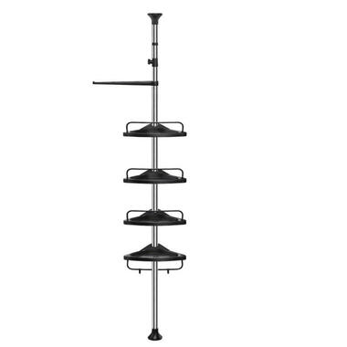 Verstelbaar Doucherek - 85-305 cm - met 4 Vakken - 3 Haken - Grijs product