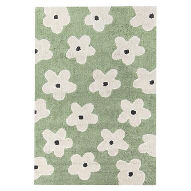 Tapis enfant avec motif floral en coton vert 140 x 200 cm MOKHVA product