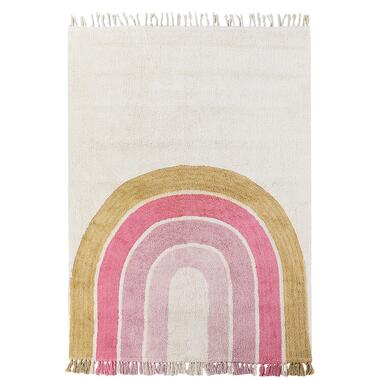 Tapis enfant avec motif arc-en-ciel en coton 140 x 200 cm beige et rose TATARLI product