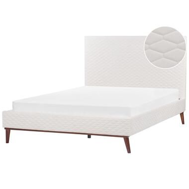 Lit double en velours blanc cassé 160 x 200 cm BAYONNE product