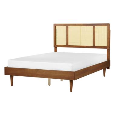 AURAY - Tweepersoonsbed - Lichthout - 140 x 200 cm - Rubberhout product