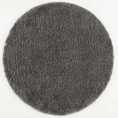 Porto Rond Soft Fluffy Tapis Pile Haute Effen Donker Grijs - 120 CM ROND product