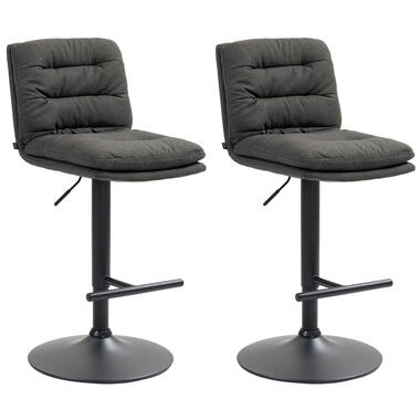 CLP Lot de 2 Tabouret de bar Damar Noir Cadre - Tissu - Gris foncé product