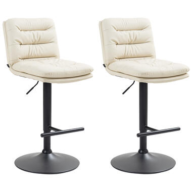 CLP Lot de 2 Tabouret de bar Damar Noir Cadre - Similicuir - Crème product