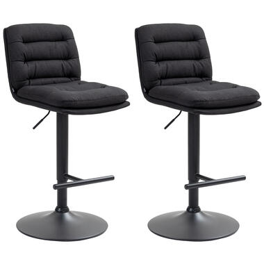 CLP Lot de 2 Tabouret de bar Damar Noir Cadre - Tissu - Noir product