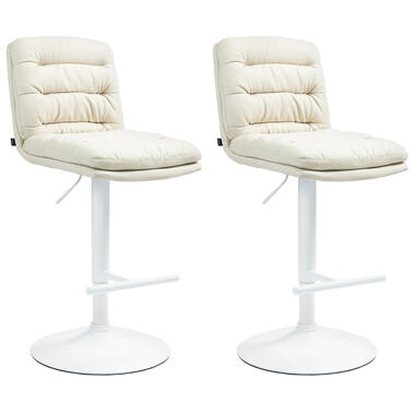 CLP Lot de 2 Tabouret de bar Damar Blanc Cadre - Tissu - Crème product