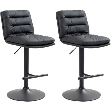 CLP Lot de 2 Tabouret de bar Damar Noir Cadre - Similicuir - Noir product