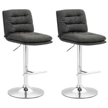 CLP Lot de 2 Tabouret de bar Damar Chrome Cadre - Tissu - Gris foncé product