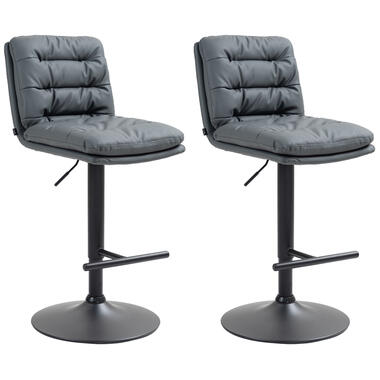 CLP Lot de 2 Tabouret de bar Damar Noir Cadre - Similicuir - Gris product