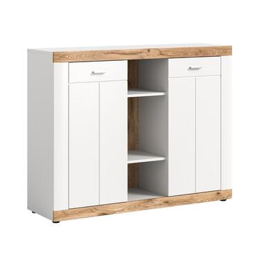 Hioshop Laredo dressoir 2 deuren- 2 planken mat wit-eik decor-wit product