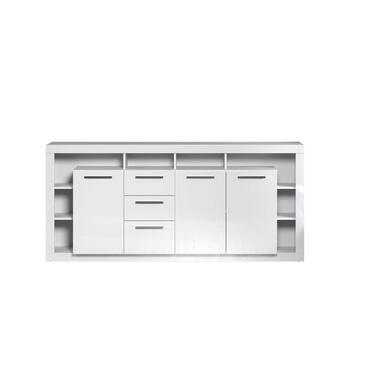 Hioshop GwendolynRock buffet 3 portes- 3 tiroirs- étagères brillant blanc product