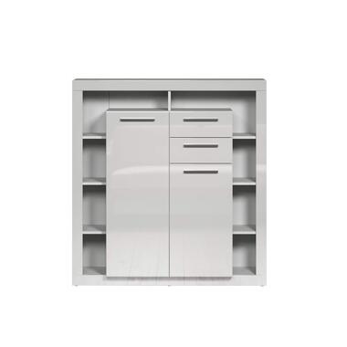 Hioshop GwendolynRock buffet 2 portes- 2 tiroirs- étagères brillant blanc product