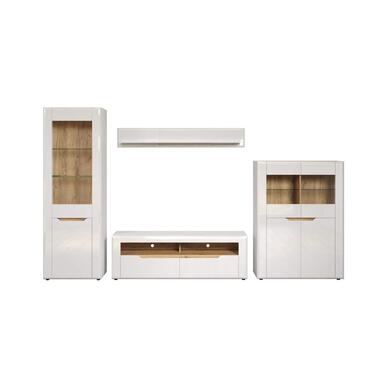 Hioshop Marlon bibliothèque système blanc- chêne décor- brillant blanc product