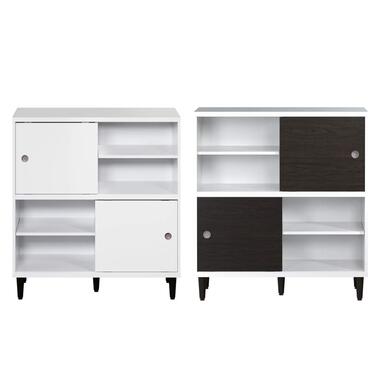 Hioshop Evolution bibliothèque 2 portes- 4 étagères blanc- noir product