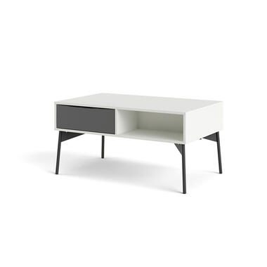 Hioshop Elly table basse 1 tiroir- 3 étagères blanc mat- gris product