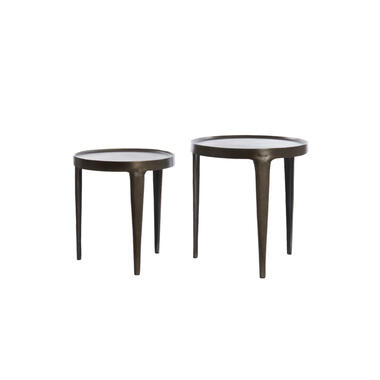 Light & Living - Table d'appoint TOBIAS - Ø43x45,5cm - Marron - Lot de 2 product