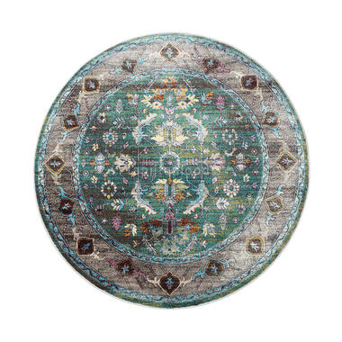 Picasso Pablo Vintage Rond Vloerkleed Groen / Multi Laagpolig - 160 CM ROND product