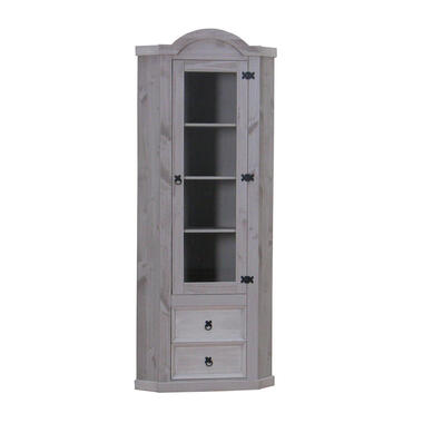 Hioshop New Mexico Armoire d'angle Mexico avec 1 porte vitrée et 2 tiroirs- en product