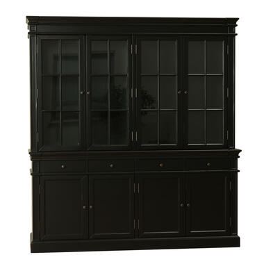 Hioshop Amaretta Armoire Vitrine 4 portes- noir- vintage patiné- largeur 186 product