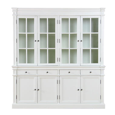 Hioshop Amaretta Armoire vitrine 4 portes- vieux blanc- vintage patiné- product