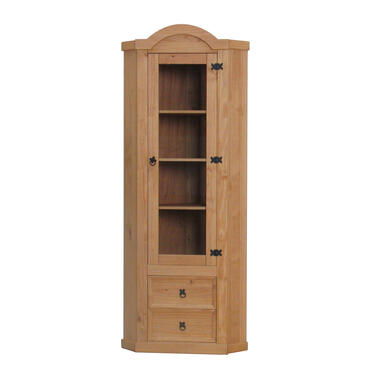 Hioshop New Mexico Armoire d'angle avec 1 porte vitrée et 2 tiroirs- délavé et product