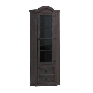 Hioshop New Mexico Armoire d'angle avec 1 porte vitrée et 2 tiroirs- product