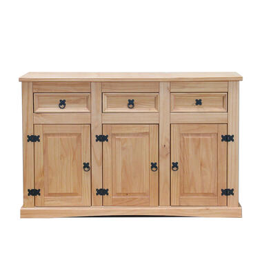 Hioshop New Mexico Buffet- largeur 132 cm- hauteur 84 cm- avec 3 tiroirs et 3 product