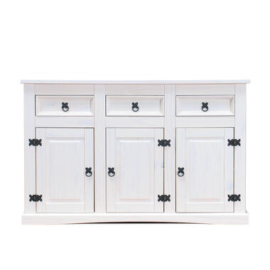 Hioshop New Mexico Buffet largeur 132 cm- hauteur 84 cm- avec 3 tiroirs et 3 product