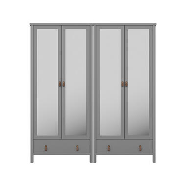 Hioshop Tromsø armoire de rangement 4 portes miroir 1 tiroir gris product